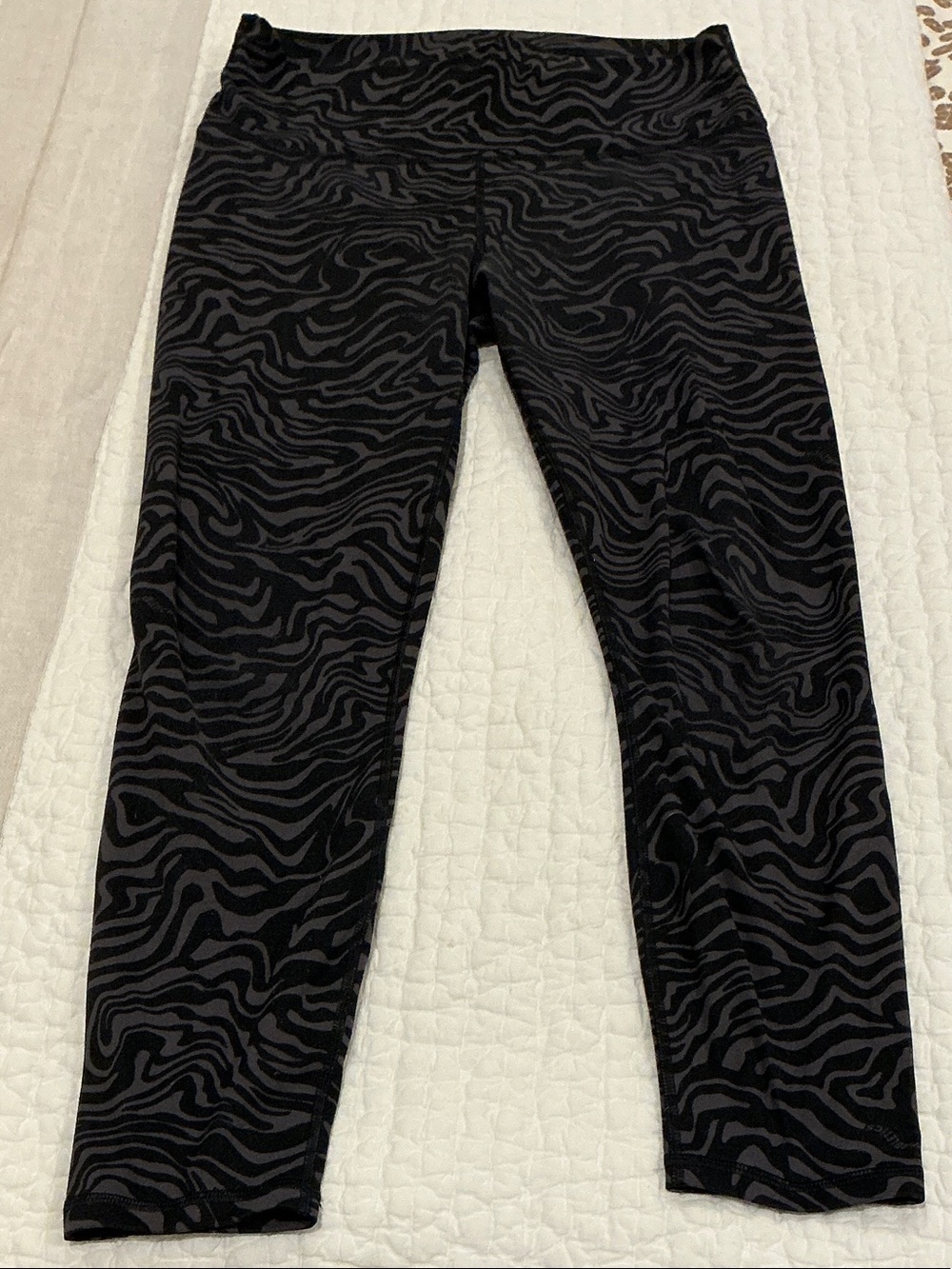 Fabletics Black and Charcoal Zebra Print Leggings
